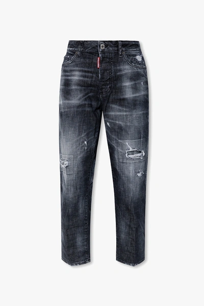 Dsquared2 Black Ripped Knee Wash Boston Jeans
