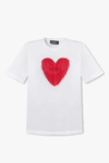 DSQUARED2 DSQUARED2 WHITE T-SHIRT WITH HEART MOTIF