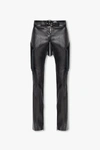 VERSACE VERSACE BLACK LEATHER TROUSERS WITH FRINGES