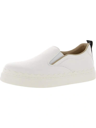 Chloé Lauren Scalloped Leather Slip-on Trainers In White