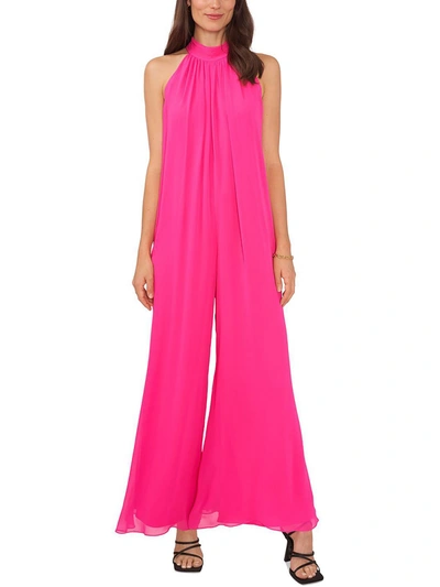 Vince Camuto Womens Halter Pleated Jumpsuit In Pink
