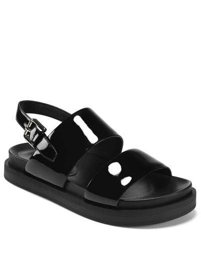 Aerosoles Leggenda Womens Faux Leather Patent Slingback Sandals In Black