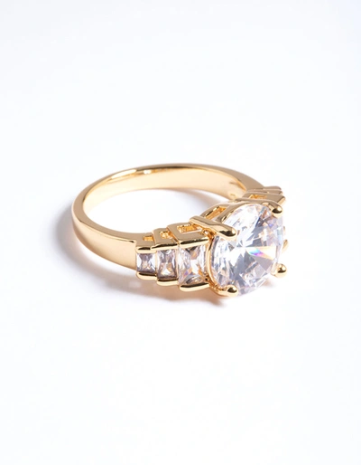 Lovisa Gold Plated Cubic Zirconia Large Solitare Ring In Silver