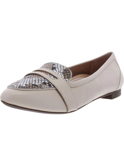 Vionic Savannah Womens Metallic Penny Loafers In White