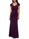 Xscape Womens Ruffled Cut Out Back Evening Dress In Red