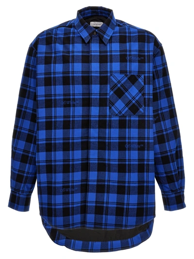 Off-white Check Flannel Overshirt In Azul
