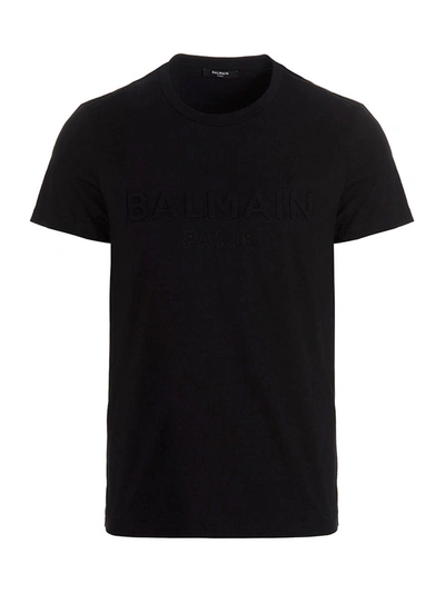 Balmain Black Embossed Logo T-shirt In Nero