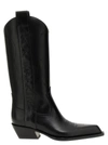 Off-white For Walking Leather Western Boots With Embroideries In Black