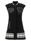 Off-white Meteor Bling Varsity Striped Embroidered Wool-blend Mini Dress