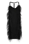 SPORTMAX SPORTMAX USSITA - SHINY JERSEY DRESS WITH FEATHER BOA