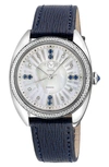 GV2 PALERMO DIAMOND EMBOSSED LEATHER STRAP WATCH, 36MM