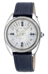 Gv2 Palermo Diamond Embossed Leather Strap Watch, 36mm In Blue