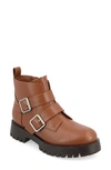 Journee Collection Maebry Buckle Bootie In Cognac