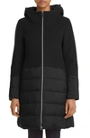 Herno Mixed Media Hooded Down Coat In Black