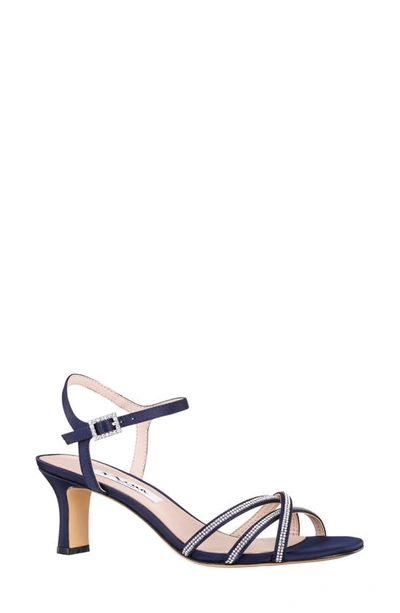 Nina Bobby Embellished Ankle Strap Sandal In New Navy