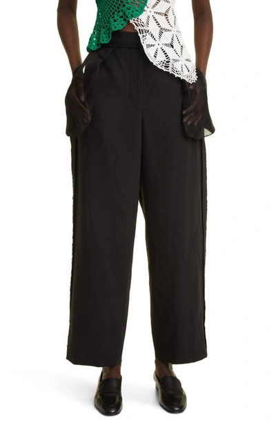 The Row Claudiu Wide-leg Trousers With Mesh Pockets In Black