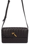 Bottega Veneta Andiamo Intrecciato Leather Shoulder Bag In Fondant/brass