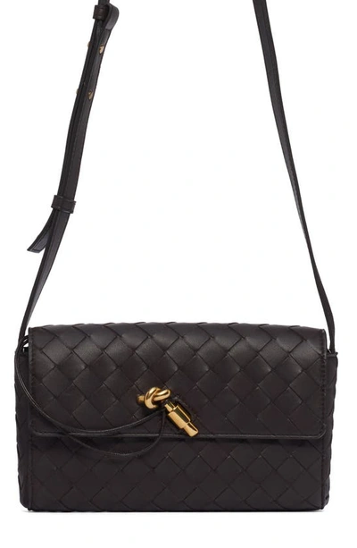 Bottega Veneta Andiamo Intrecciato Leather Shoulder Bag In Fondant/brass