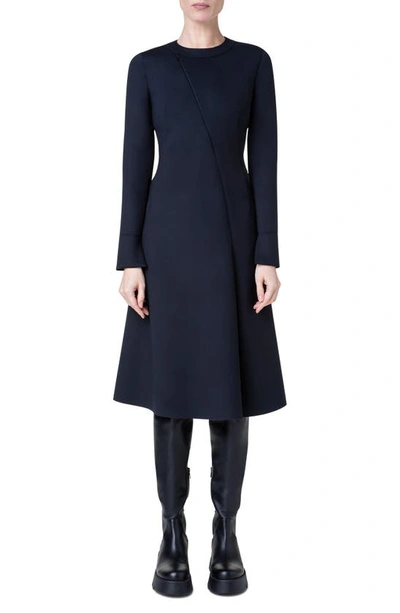 AKRIS SLIT DETAIL LONG SLEEVE TECHNO NEOPRENE DRESS