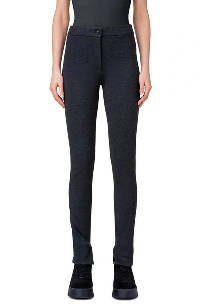 Akris Friatte Slit-cuff Jersey Leggings In Charcoal