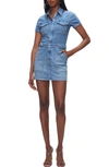 Good American Womens Indigo786 Fit For Success Belted Denim-blend Jumpsuit Xs In Blue274