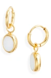 ANNA BECK WHITE AGATE DROP HUGGIE HOOP EARRINGS