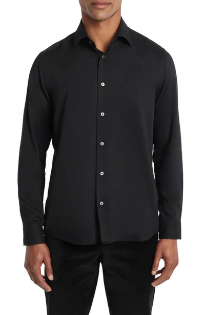 Jack Victor Aurelio Cotton & Silk Blend Dress Shirt In Black