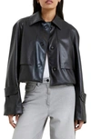 FRENCH CONNECTION CROLENDA FAUX LEATHER CROP JACKET
