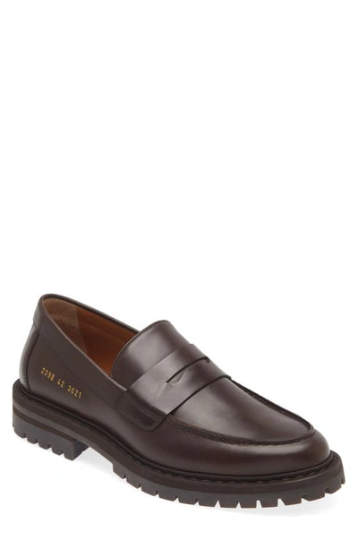 Common Projects Lug Sole Penny Loafer In Brown