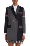 THOM BROWNE FUN-MIX DOUBLE BREASTED WOOL GABARDINE BLAZER