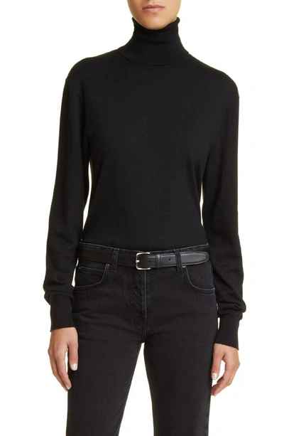 The Row Davos Wool-cashmere Turtleneck Sweater In Black