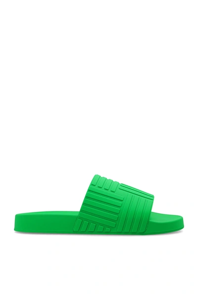 Bottega Veneta Debossed Rubber Slides In New