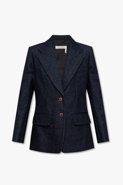 Chloé Single-breasted Jacket In Dark Blue Denim In New
