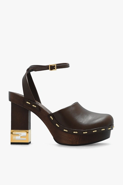 Fendi Leather High-heeled Clogs In New