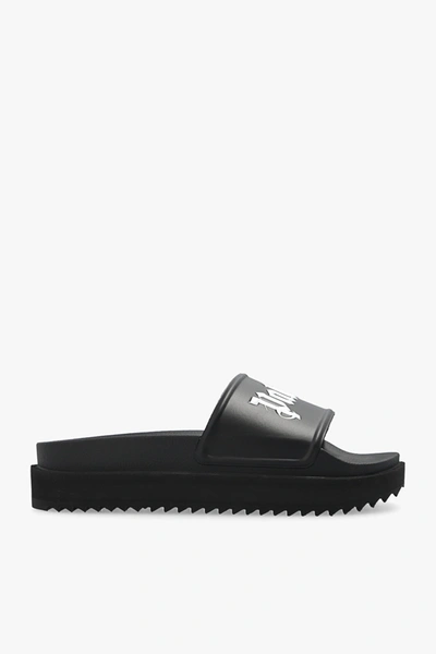 Palm Angels Platform Embossed-logo Sliders In New