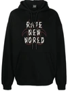 44 Label Group Men Cotton Sweatshirt With Frontal And Back Logo Print In Black