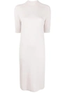 Calvin Klein Ribbed-knit Wool Midi Dress In Grey