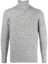 Drumohr Marl Knit Crew Neck Sweater With Ribbed Cuffs In Gray