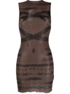 Jean Paul Gaultier X Knwls Printed Mini Dress In Brown Polyamide In Ebene Grey Black