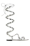 Valentino Spiral Strappy Metallic Sandals In Silver