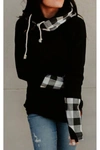 Ampersand Ave Doublehood Sweatshirt In Checks Out In Beige