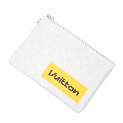 Pre-owned Louis Vuitton Zip Pouch O-case Toiletry Clutch In White
