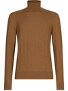 Dolce & Gabbana Silk Jacquard Turtleneck Pullover In Camel