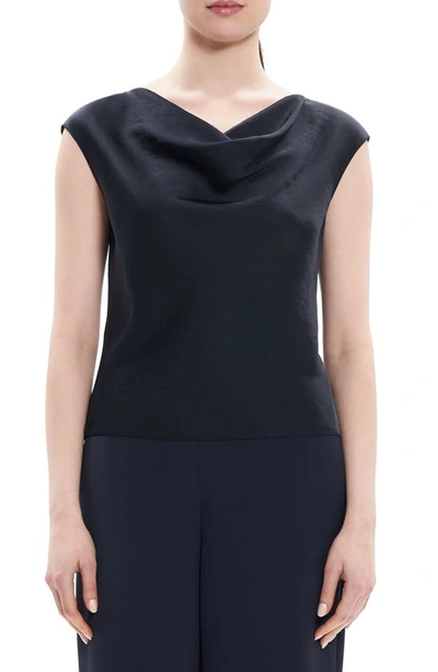 Theory Cowl Neck Top In Deep Navy