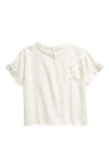 KING + LOLA KIDS' SHORT SLEEVE COTTON & LINEN POCKET HENLEY