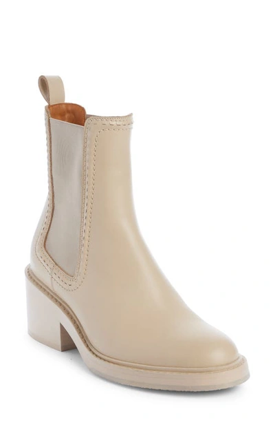 Chloé Mallo Leather Ankle Boots In Pearly_grey