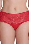 Simone Perele Caresse Lace-trim Boyshorts In Tango Red