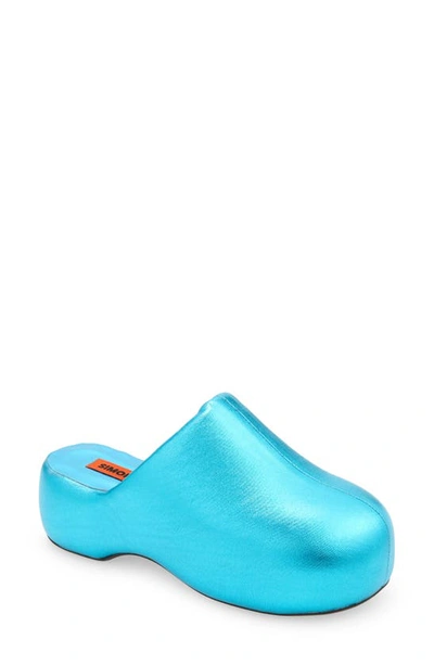 Simon Miller Bubble Vegan Metallic Slide Clogs In Blue