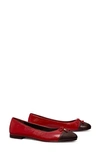 Tory Burch Bow Logo Cap Toe Ballet Flat In Brick Lane / Coco