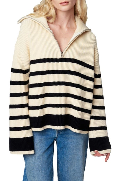 Blanknyc Boxy Rib Quarter Zip Sweater In Peak Hour